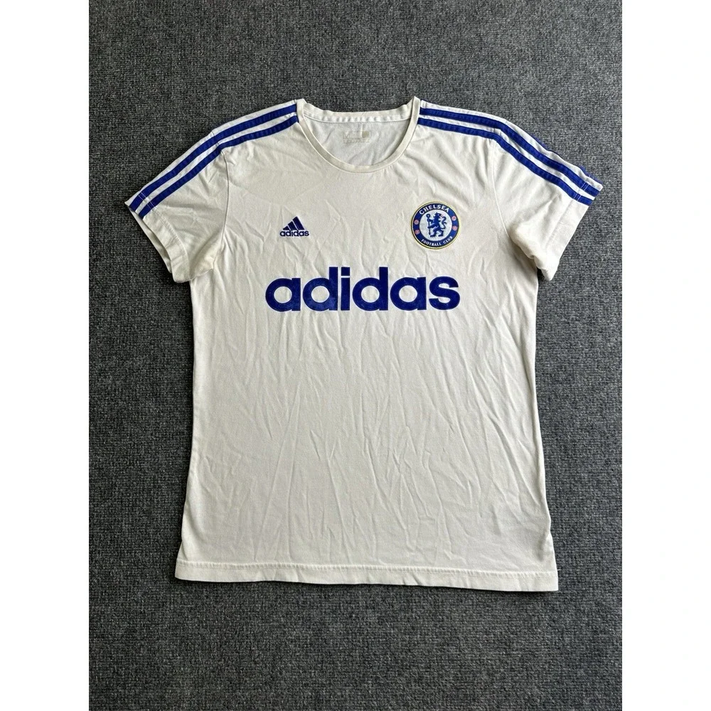 Womens Adidas 2015 Chelsea FC Soccer T-Shirt White Blue, Size M